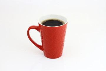 Black coffee or Americano, a Red coffee cup isolated on white background - Powered by Adobe