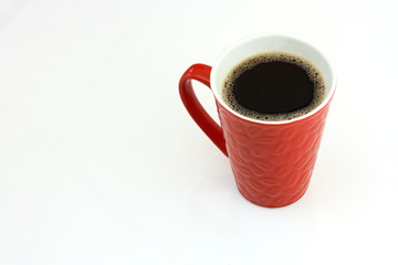Black coffee or Americano, a Red coffee cup isolated on white background