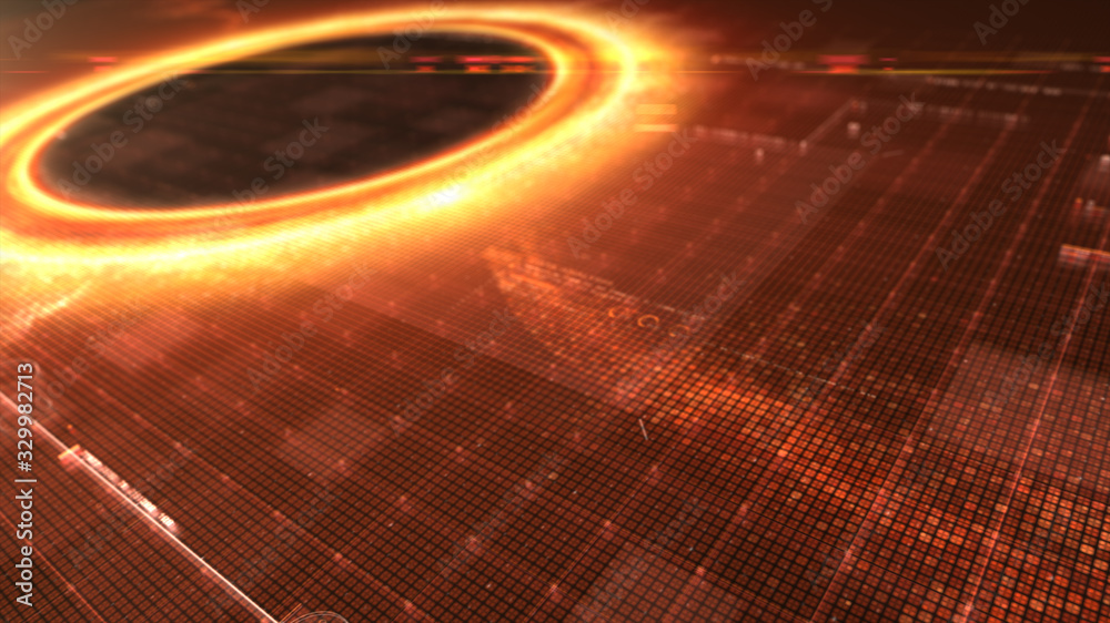 Poster Futuristic head up display simulation of a Black Hole a region of space-time exhibiting such strong gravitational effects that nothing can escape