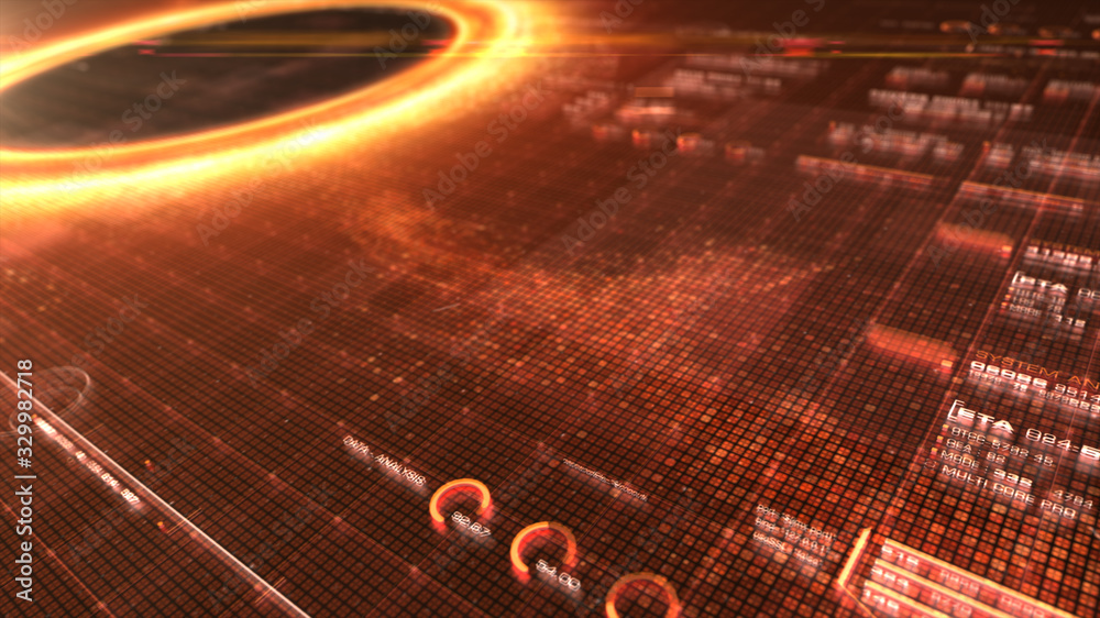 Poster Futuristic head up display simulation of a Black Hole a region of space-time exhibiting such strong gravitational effects that nothing can escape