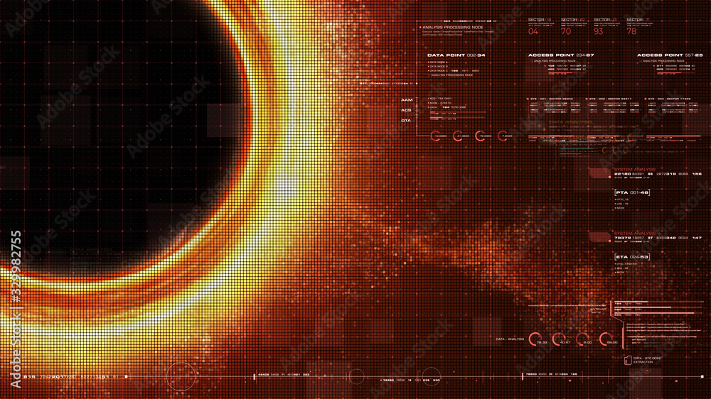 Poster futuristic head up display simulation of a black hole a region of space-time exhibiting such strong 