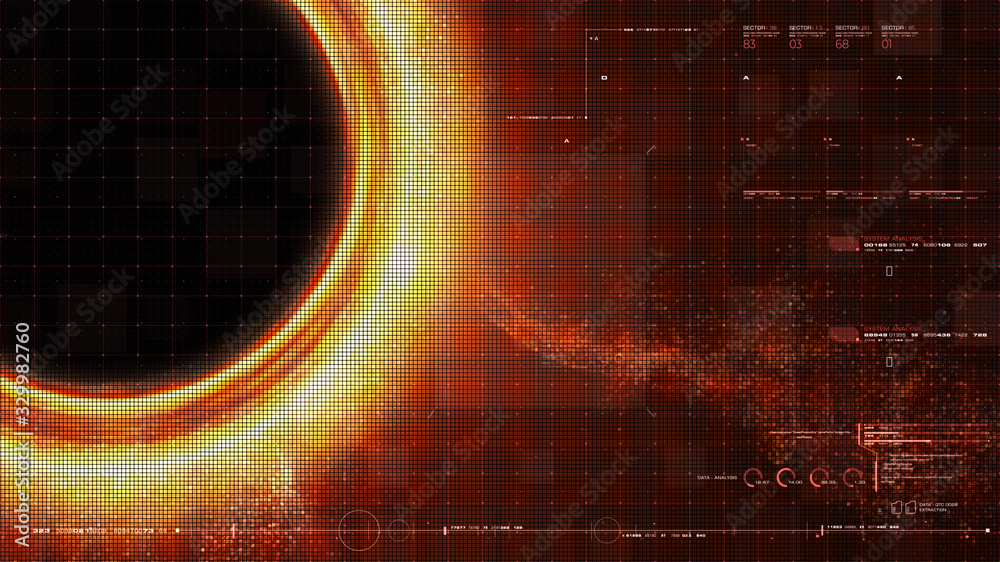 Poster futuristic head up display simulation of a black hole a region of space-time exhibiting such strong 