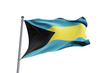 Bahamas flag waving on white background, close up, isolated – 3D Illustration