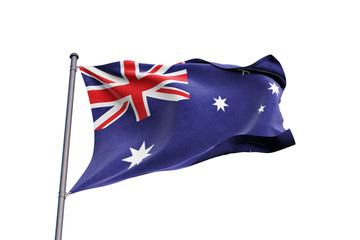 Australia flag waving on white background, close up, isolated – 3D Illustration