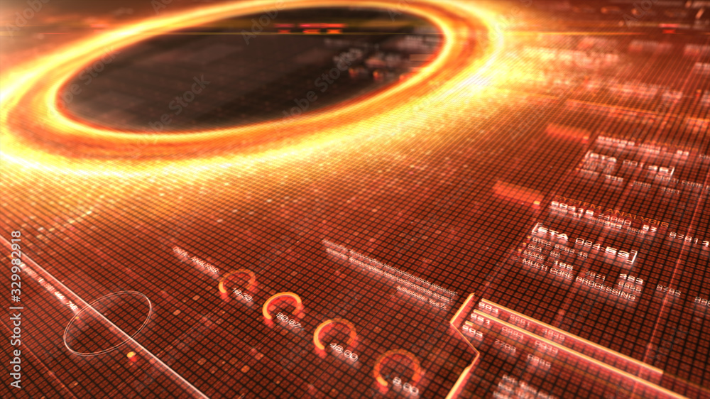 Poster Futuristic head up display simulation of a Black Hole a region of space-time exhibiting such strong gravitational effects that nothing can escape