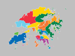 Fototapeta premium Mapa wektor szablon Chiny regionu Hongkongu