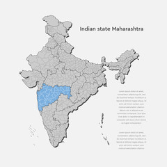 India country map and Maharashtra state template