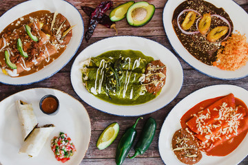 enchiladas mexican food with tomato sauce and cheese in mexico