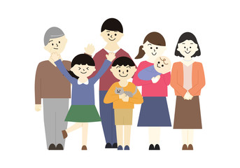 家族　三世代　イラスト