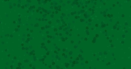 Patrick Day background with falling shamrock leaf pattern. For festive pub party. 3d render, 3D illustration