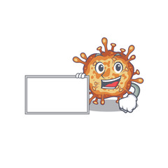 Retro virus corona with board cartoon mascot design style
