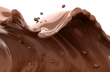 Splashing of chocolate abstract background, 3d rendering