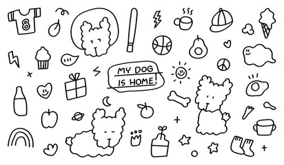 Cute and fun dog hand drawn doodle design vector. © TWINS DESIGN STUDIO