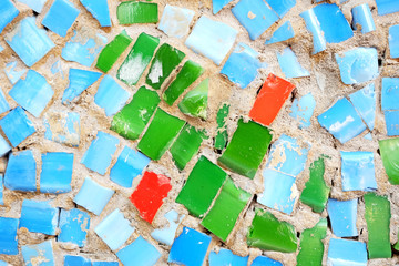 Green and blue mosaic background. Colorful mosaic design.