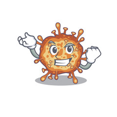 Retro virus corona cartoon character style with happy face