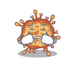 A Crying retro virus corona cartoon mascot design style