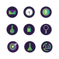 business icons set flat design concept