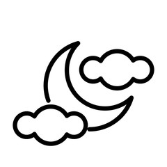 moon night with cloud line style icon