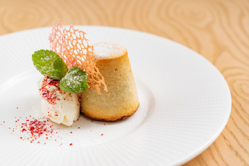 summer dessert with berries and ice cream