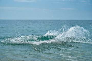 Fototapeta premium Splash of water on the sea. Splashes of sea water.