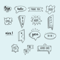 black outline bubbles collection. flat design illustration