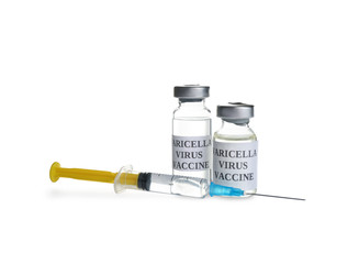 Chickenpox vaccine isolated on white. Varicella virus prevention