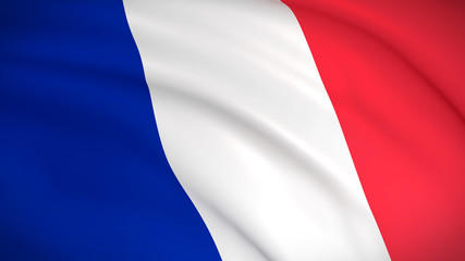 The national flag of France (French flag) - Highly detailed realistic 3D rendering