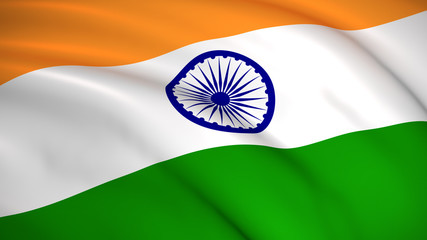 The national flag of India (Indian flag) - Highly detailed realistic 3D rendering
