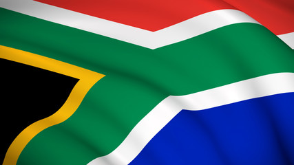 The national flag of South Africa (South African flag) - Highly detailed realistic 3D rendering