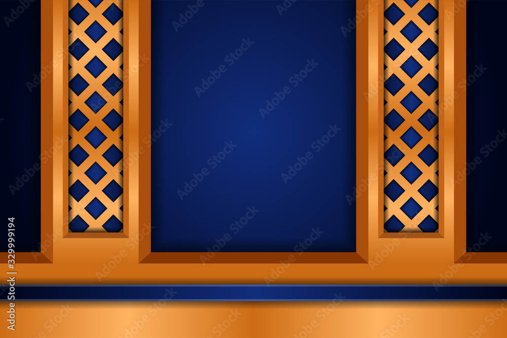 Poster blue and brown gradient presentation template set vector background overlap paper layer element with
