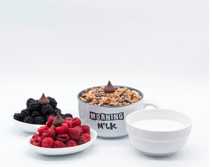 Blackberries and chocolate breakfast