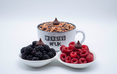 Blackberries and chocolate breakfast
