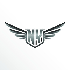 Initial Letter NY with Wings