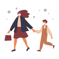 masked people protected from coronavirus vector illustration