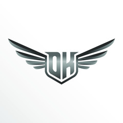 Initial Letter OK with Wings