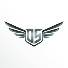 Initial Letter OS with Wings