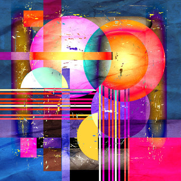 Watercolor retro color abstract super geometric background