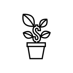 money dollar symbol with plant line style