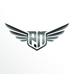 Initial Letter PM with Wings