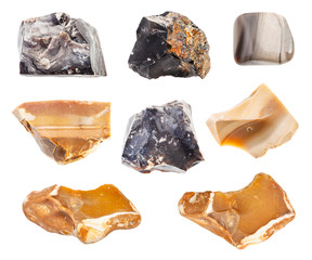 set of various Flint stones isolated on white