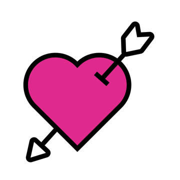 happy valentines day heart with arrow line style