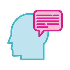 human profile with speech bubble line and fill style icon