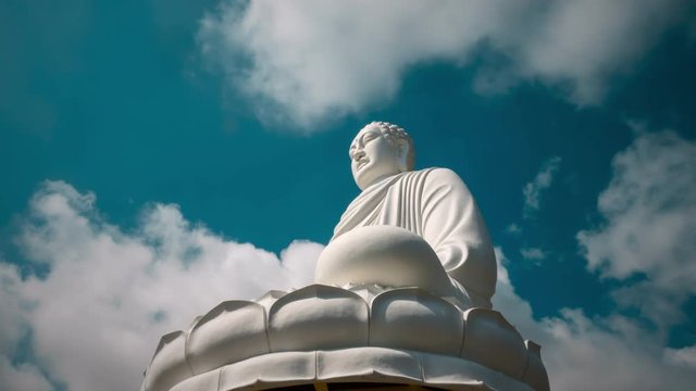 Timelapse with statue of Big Buddha in Vietnam