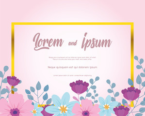 flowers wedding, flower flourish foliage invitation card