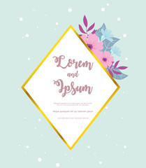 flowers wedding, flower frame ornament floral blue dots background