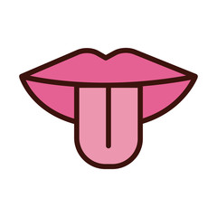 tongue human sense line and fill style icon