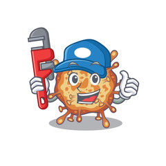 Smart Plumber retro virus corona on cartoon character design