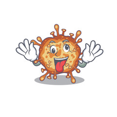 A picture of crazy face retro virus corona mascot design style