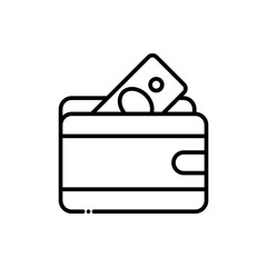 Wallet  Vector Icon Line style Illustrations.