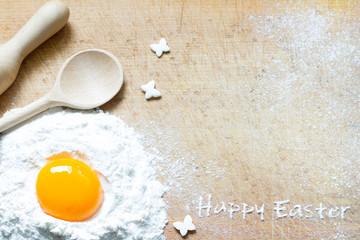 Easter baking with the egg abstract background with empty space